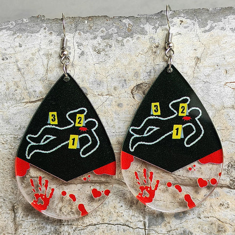 Scary Halloween Bloodstained Fingerprint Handprint Acrylic Earrings
