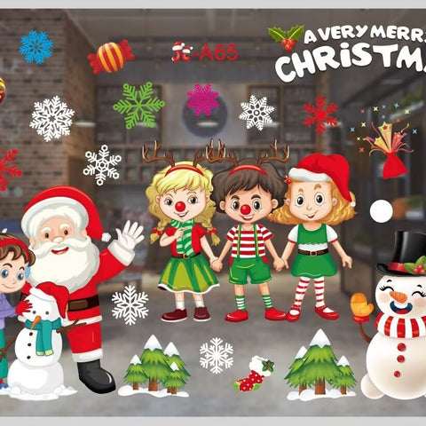 Christmas White Showcase Decorative Stickers Window Stickers Glass