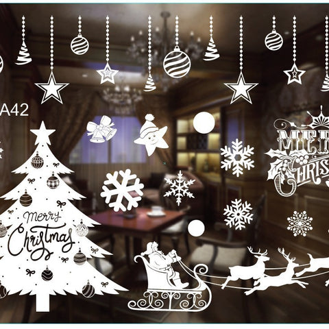 Christmas White Showcase Decorative Stickers Window Stickers Glass