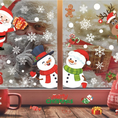 Christmas White Showcase Decorative Stickers Window Stickers Glass