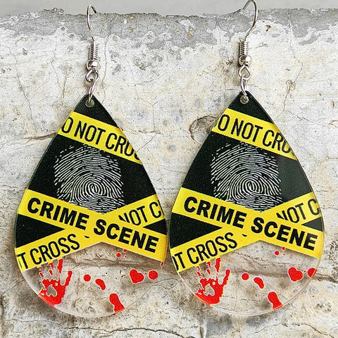 Scary Halloween Bloodstained Fingerprint Handprint Acrylic Earrings