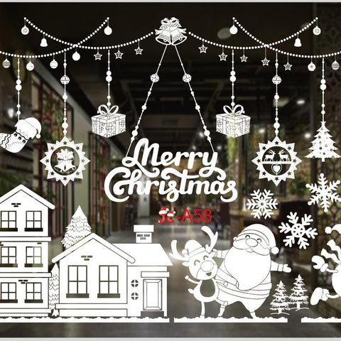 Christmas White Showcase Decorative Stickers Window Stickers Glass