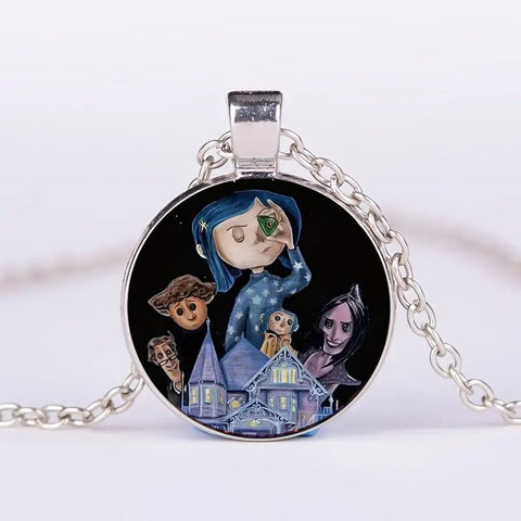 Halloween Round Pumpkin Ghost Bat Necklace Men And Women