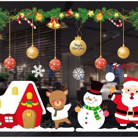 Christmas White Showcase Decorative Stickers Window Stickers Glass