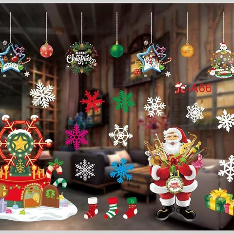 Christmas White Showcase Decorative Stickers Window Stickers Glass