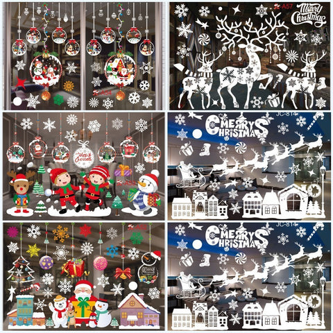 Christmas White Showcase Decorative Stickers Window Stickers Glass