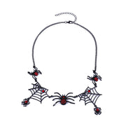 Halloween Spider And Spider Web Necklace