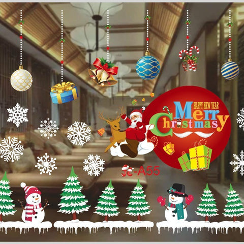 Christmas White Showcase Decorative Stickers Window Stickers Glass