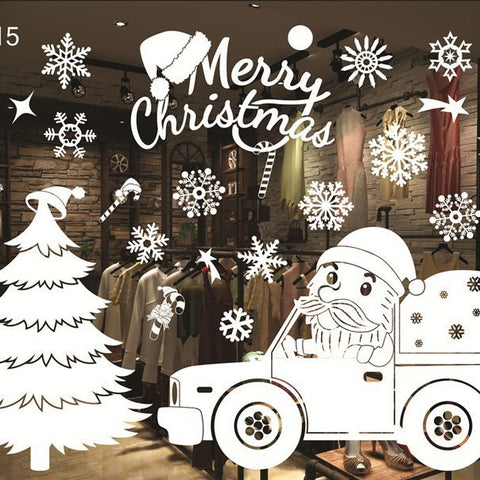Christmas White Showcase Decorative Stickers Window Stickers Glass