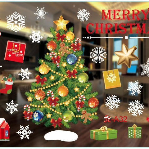 Christmas White Showcase Decorative Stickers Window Stickers Glass
