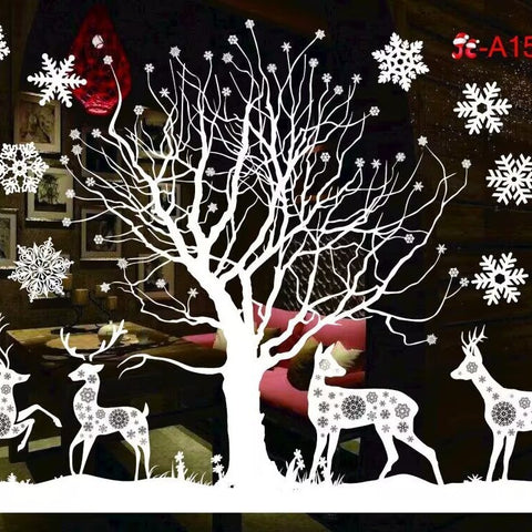 Christmas White Showcase Decorative Stickers Window Stickers Glass
