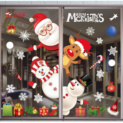 Christmas White Showcase Decorative Stickers Window Stickers Glass