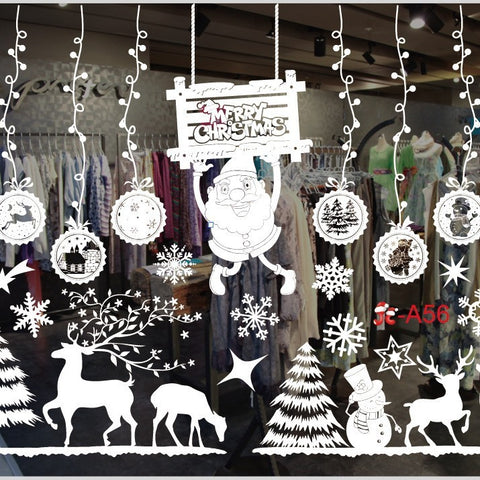 Christmas White Showcase Decorative Stickers Window Stickers Glass