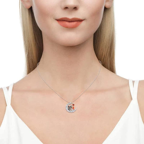 Halloween Moon-shaped Skull Necklace With Rhinestones