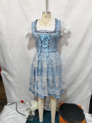 Halloween Munich Beer Long Short-sleeved Printed Lace-up Dress