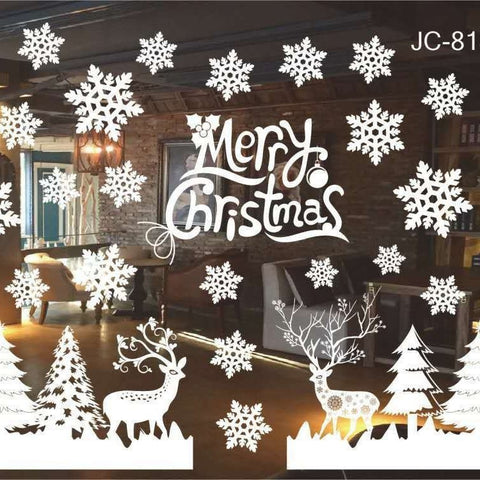 Christmas White Showcase Decorative Stickers Window Stickers Glass