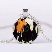 Halloween Round Pumpkin Ghost Bat Necklace Men And Women