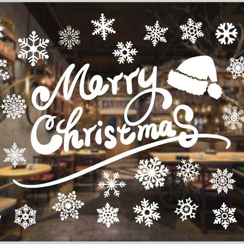 Christmas White Showcase Decorative Stickers Window Stickers Glass