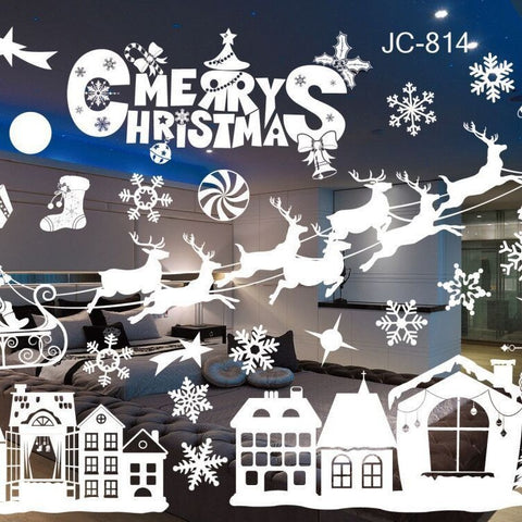 Christmas White Showcase Decorative Stickers Window Stickers Glass