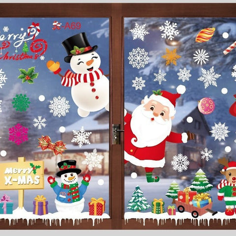 Christmas White Showcase Decorative Stickers Window Stickers Glass