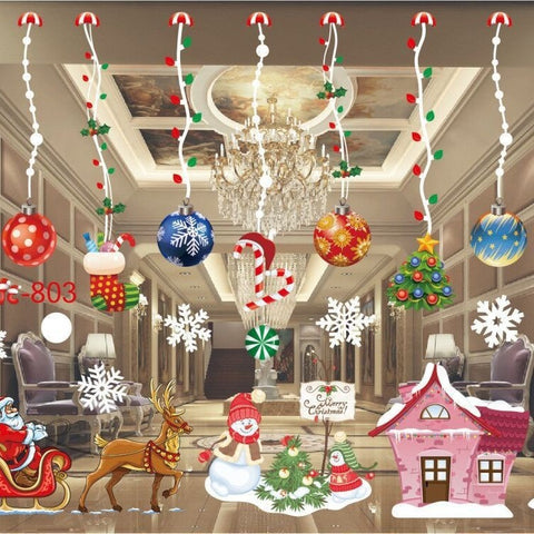 Christmas White Showcase Decorative Stickers Window Stickers Glass