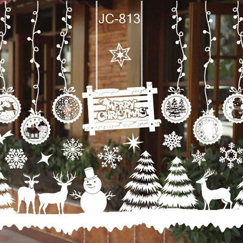 Christmas White Showcase Decorative Stickers Window Stickers Glass