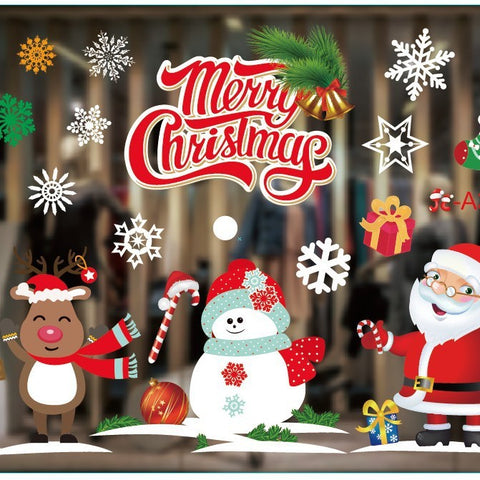 Christmas White Showcase Decorative Stickers Window Stickers Glass
