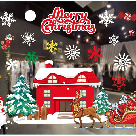 Christmas White Showcase Decorative Stickers Window Stickers Glass