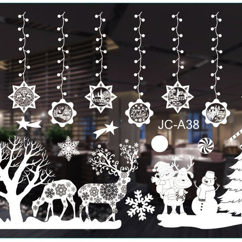 Christmas White Showcase Decorative Stickers Window Stickers Glass