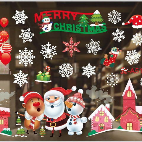 Christmas White Showcase Decorative Stickers Window Stickers Glass
