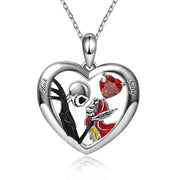 Halloween Heart-shaped Skull Necklace With Rhinestones Couple