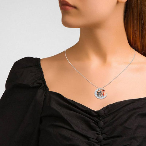 Halloween Moon-shaped Skull Necklace With Rhinestones