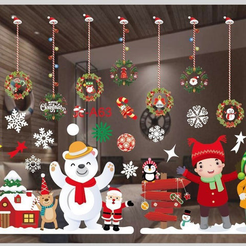 Christmas White Showcase Decorative Stickers Window Stickers Glass