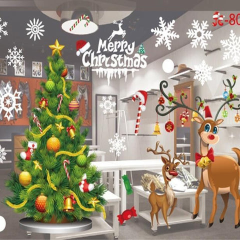 Christmas White Showcase Decorative Stickers Window Stickers Glass